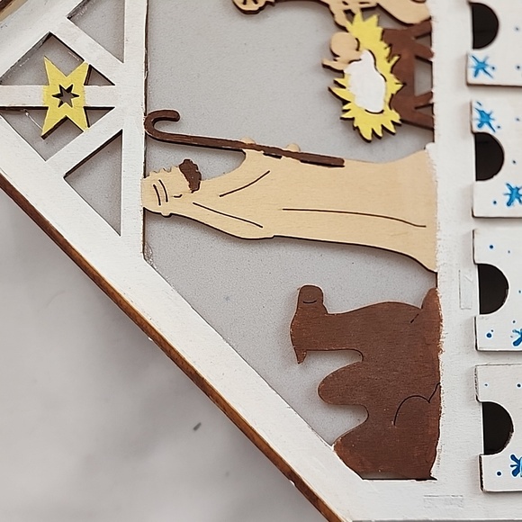 Hand Crafted Lighted Christmas Advent Calendar Box Shelf - Picture 6 of 13